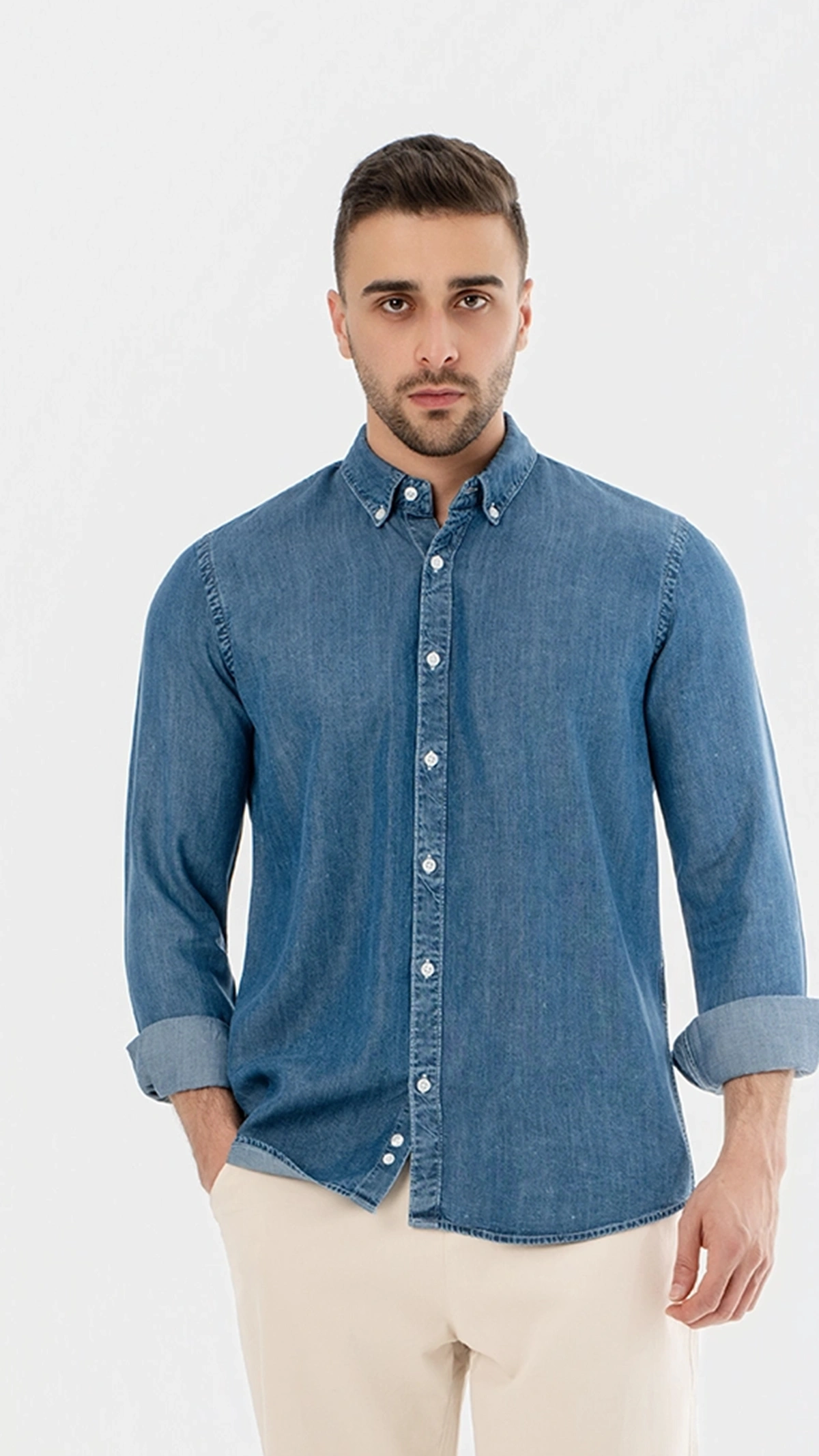 Long Sleeve Tencel Jeans Shirt